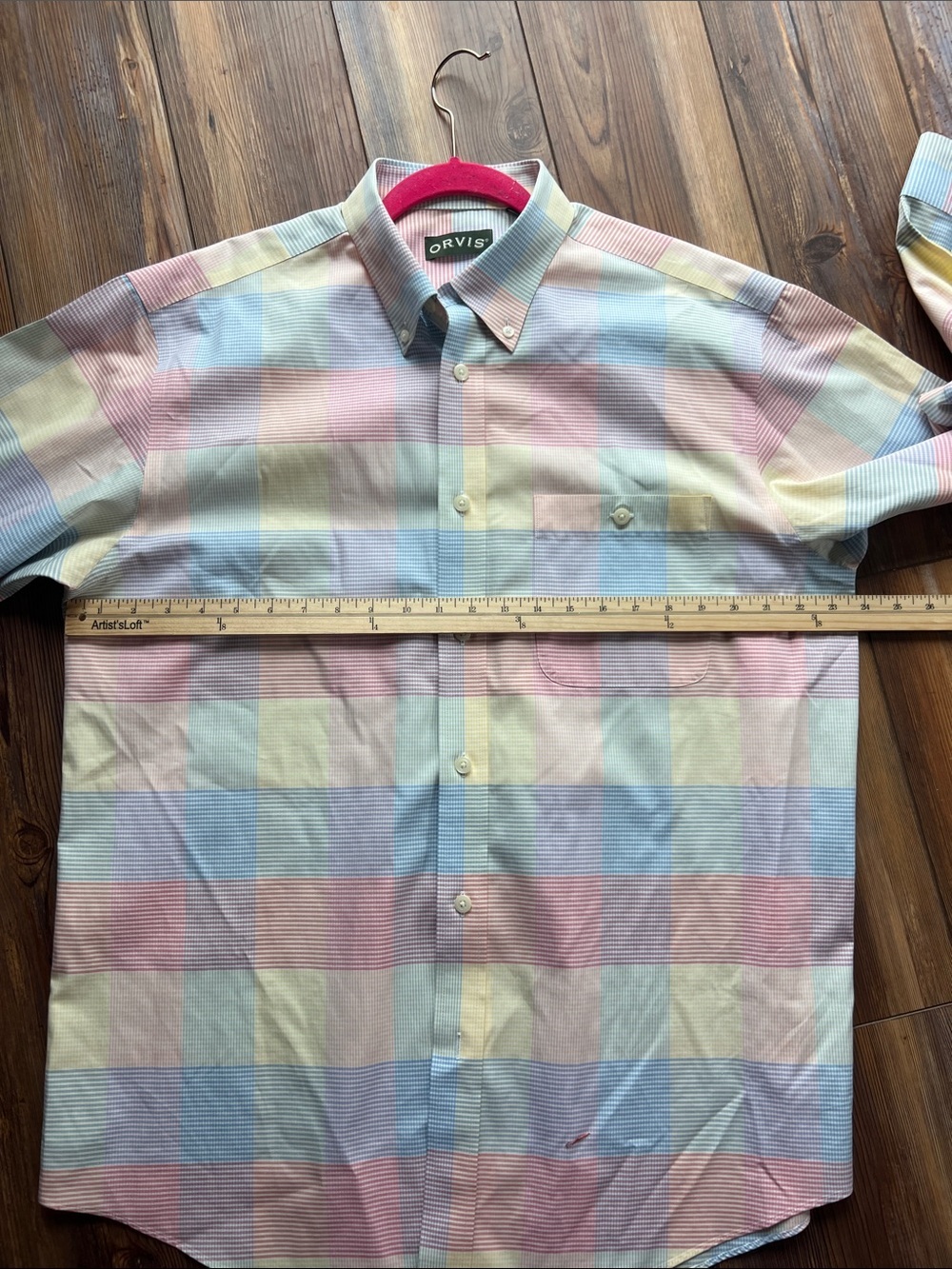 Orvis Pastel Checkered Button-Up Shirt in Yellow, Blue, Pink - Picture 8 of 10